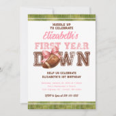 Invitation First Year Down Football Girly 1st Birthday (Devant)