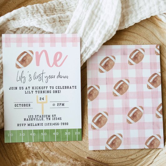 Invitation First Year Down Football Invitation, First Birthda