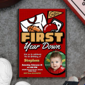 Invitation First Year Down - Football with Photo