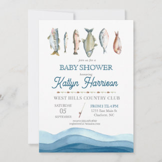 Invitation Fish Baby Shower Invitation, Fishing baby shower