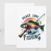 Invitation Fisher Cadeau Paix Amour Pêche (Devant / Derrière)
