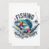 Invitation Fisher Gift Pêche Me Rend Heureux (Devant / Derrière)