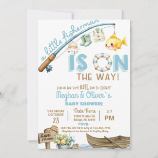 Invitation Fisherman / fishing boy reel fun baby shower.