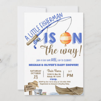 Invitation Fisherman / fishing boy reel fun baby shower.