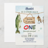 Invitation Fishing 1st Birthday O-Fish-Ally One Birthday (Devant / Derrière)