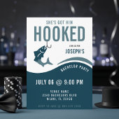 Invitation Fishing Bachelor Party Funny She's Got Him Hooked