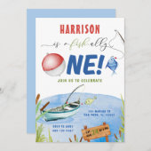 Invitation Fishing Boy O-fish-ally 1er anniversaire (Devant / Derrière)