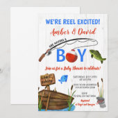 Invitation Fishing Themed Reel Excited Baby Shower (Devant / Derrière)