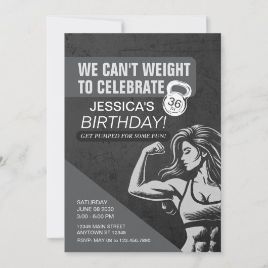 Invitation Fitness Crossfit Weight Exercice Anniversaire (Devant)