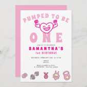 Invitation Fitness Exécute Une Fille Forte 1er Anniversaire (Devant / Derrière)