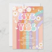 Invitation FIVE est une Vibe Daisy Rainbow Groovy 5ème Annive (Devant)