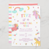 Invitation Five est une Vibe Magique Unicorn 5e anniversaire (Devant / Derrière)
