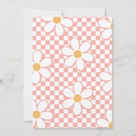 Invitation Five est une Vibe Retro Check Pink Daisy Invitatio (Dos)