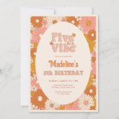 Invitation Five est une Vibe Retro Daisy Girl 5e anniversaire (Devant)