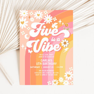 Invitation FIVE est une Vibe rose rose Peach 5ème anniversair