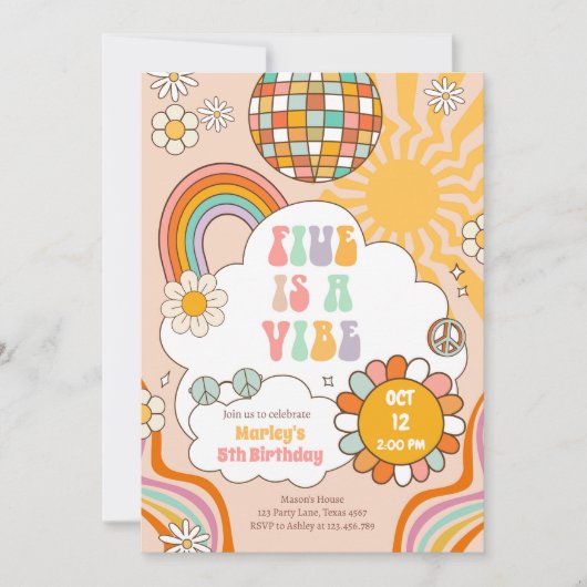 Invitation Five est une Vibe Super Retro les années 70 Rainbo (Devant)