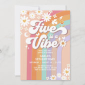 Invitation Five est Vibe Daisy Rainbow Super Retro Anniversai (Devant)