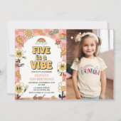 Invitation Five est Vibe Daisy & Retro Van Pink 5e anniversai (Devant)