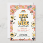 Invitation Five est Vibe Daisy & Retro Van Pink 5e anniversai (Devant)