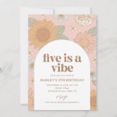 Invitation Five est Vibe Retro Floral 5e anniversaire (Devant)