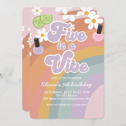 Invitation Five est vibe Spa Rainbow 5e anniversaire (Devant / Derrière)