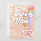Invitation Five est Vibe Super Hippie Daisy 5e anniversaire (Devant)