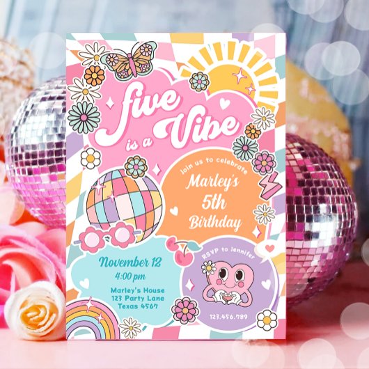 Invitation Five est Vibe Super Preppy Varsity Anniversaire