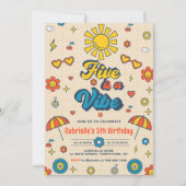 Invitation Five est Vibe Super Retro Daisy 5e anniversaire (Devant)