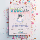 Invitation FIVE est VIBE Unicorn Graffiti Girl 5e anniversair