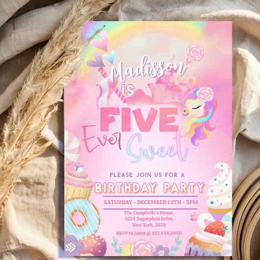 Invitation five ever Sweet Girl 5th Birthday 