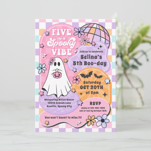 Invitation Five Is A Éffrayant Vibe Halloween Ghost 5e annive (Debout devant)