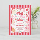 Invitation Five Is A Jolly Vibe Christmas Bow 5th Birthday (Debout devant)