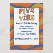Invitation Five is a Vibe, Blue Orange Yellow 5th Birthday (Devant)