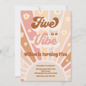 Invitation Five Is A Vibe Boho Sunshine 5e fête d'anniversair (Devant)