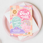 Invitation Five Is A Vibe Cloud Rainbow Disco 5th Birthday