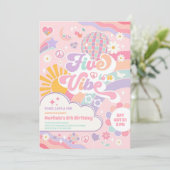 Invitation Five Is A Vibe Disco Rainbow Sun 5th Birthday (Debout devant)
