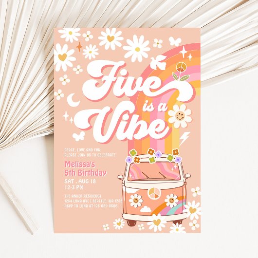 Invitation Five is A Vibe Girl Peach Super 5e anniversaire