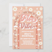Invitation Five Is A Vibe Groovy Retro 5th Birthday (Devant)