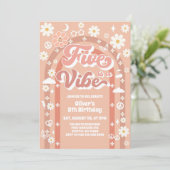 Invitation Five Is A Vibe Groovy Retro 5th Birthday (Debout devant)