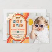 Invitation Five Is A Vibe Groovy Retro Rainbow 5Anniversaire (Devant)