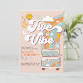 Invitation Five is A Vibe Hippie 70's Retro Boy 5e anniversai (Debout devant)