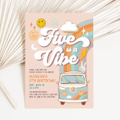 Invitation Five is A Vibe Hippie 70's Retro Boy 5e anniversai
