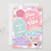 Invitation Five is a Vibe Rainbow Daisy 5th Birthday (Devant)