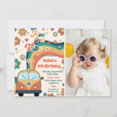 Invitation Five Is A Vibe Retro Floral 5e Anniversaire Photo (Devant)