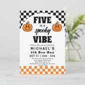 Invitation Five Is A Vibe Retro Halloween 5e anniversaire fêt (Debout devant)