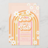 Invitation Five Is A Vibe Super Daisy Rainbow 5Anniversaire (Devant / Derrière)