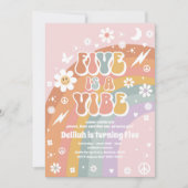 Invitation Five Is A Vibe Super Hippie Rainbow 5Anniversaire (Devant)
