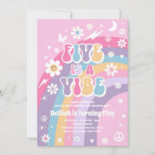 Invitation Five Is A Vibe Super Hippie Rainbow 5Anniversaire (Devant)