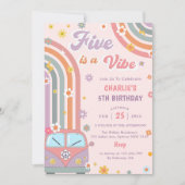 Invitation Five Is A Vibe Super Retro Daisy 5e anniversaire (Devant)