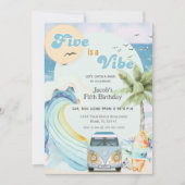 Invitation Five is a Vibe Surf Beach Retro Cinquième annivers (Devant)